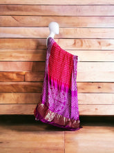 Load image into Gallery viewer, Fusion Store Women's Handmade Bandhani Silk Saree with unstitched Blouse Piece