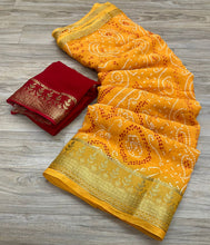 Load image into Gallery viewer, Semi Georgette Bandhej Sarees