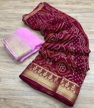 Load image into Gallery viewer, Semi Georgette Bandhej Sarees