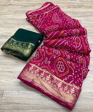 Load image into Gallery viewer, Semi Georgette Bandhej Sarees