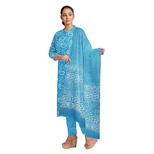 Hand Block Printed Cotton Suits with Pure Cotton Kota Doria Dupatta