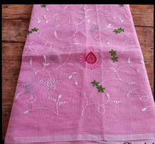 Load image into Gallery viewer, Kota Doria Saree with all over embroidery
