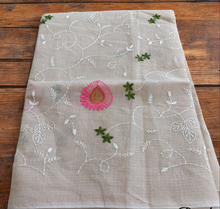 Load image into Gallery viewer, Kota Doria Saree with all over embroidery
