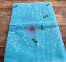 Load image into Gallery viewer, Kota Doria Saree with all over embroidery
