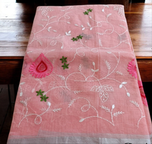 Load image into Gallery viewer, Kota Doria Saree with all over embroidery
