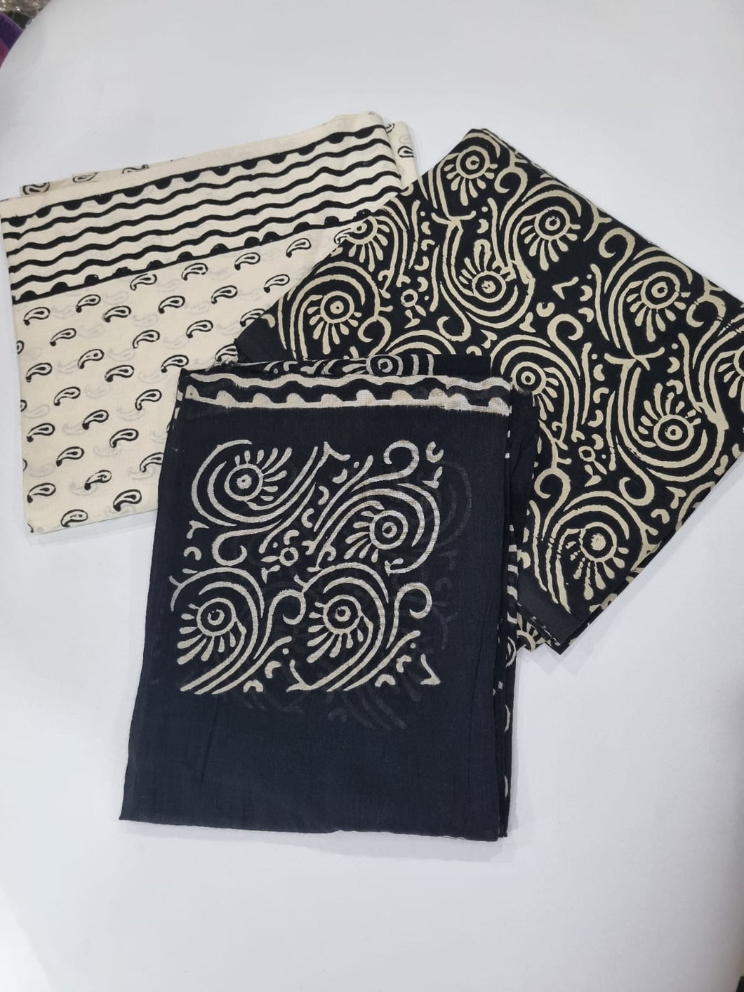 Fusion Store Hand Block Printed Cotton Suits with Pure Mulmul Dupatta