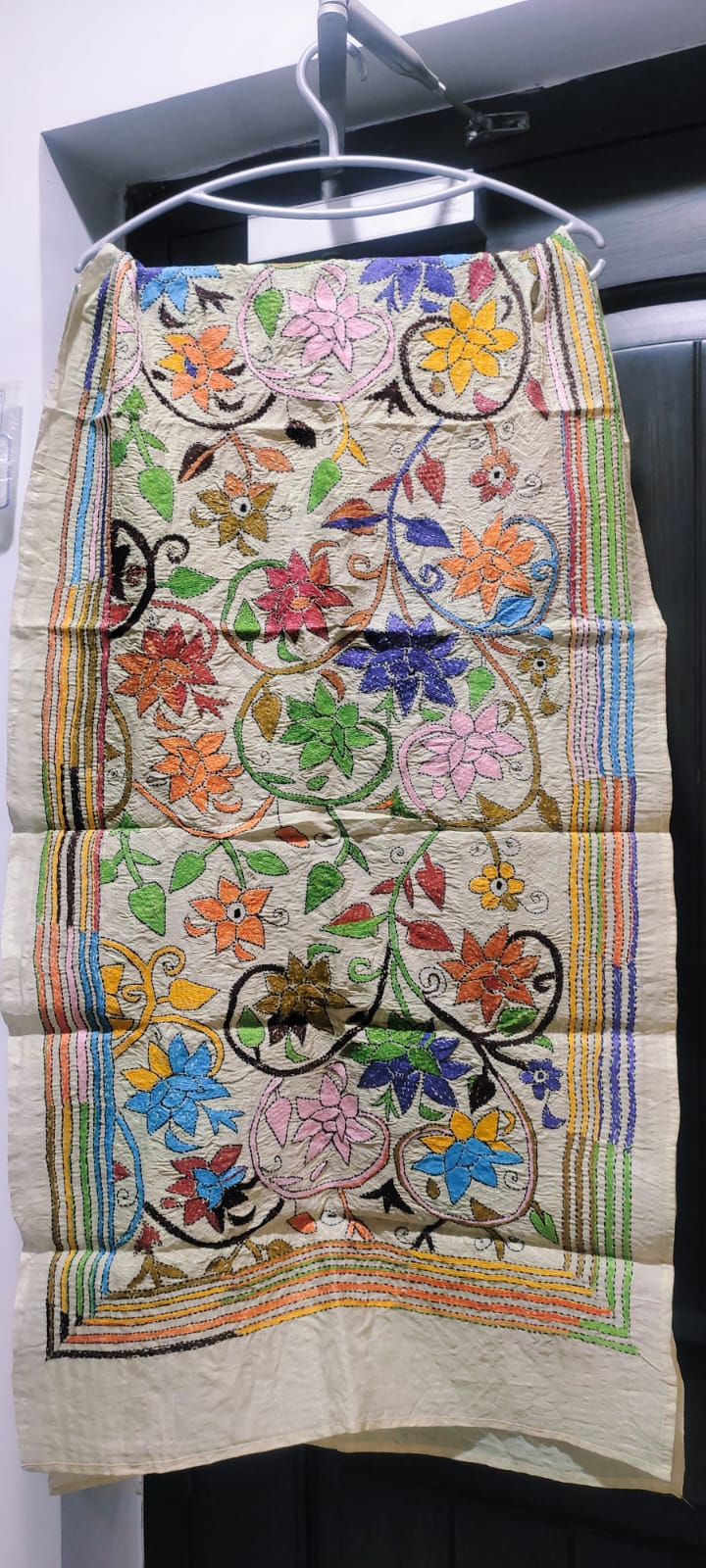 Kantha Embroidery Tussar Silk Stoles