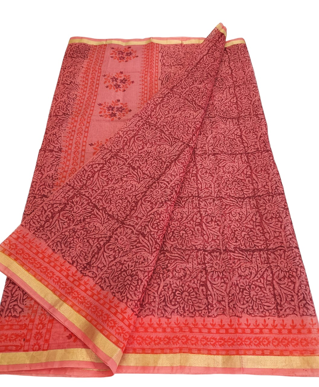 Handblocked Kota Doria Saree