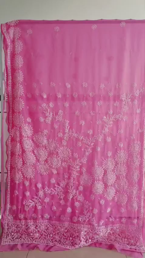 Soft Georgette Chikankari Sarees