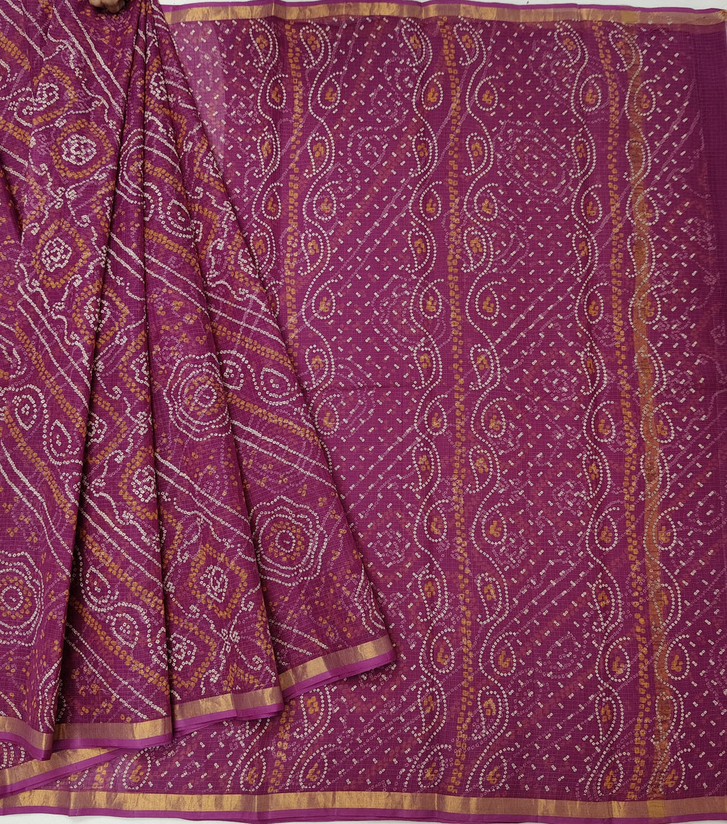Pure Kota Cotton Saree with Bandhej Prints