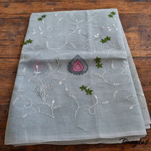 Load image into Gallery viewer, Kota Doria Saree with all over embroidery
