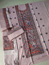 Load image into Gallery viewer, Unstitched Linen Suit with Madhubani Painting
