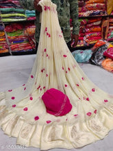 Load image into Gallery viewer, Georgette Satan Patta Saree with Petan Gota Work
