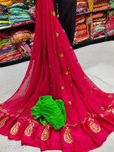 Load image into Gallery viewer, Georgette Satan Patta Saree with Petan Gota Work
