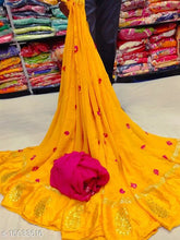 Load image into Gallery viewer, Georgette Satan Patta Saree with Petan Gota Work
