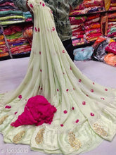 Load image into Gallery viewer, Georgette Satan Patta Saree with Petan Gota Work
